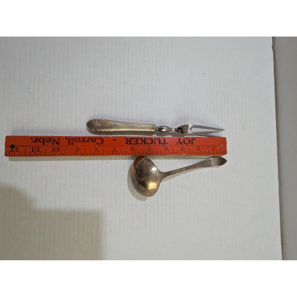 Holmes & Edwards May Queen Silverplate Meat Fork Jelly‎ Server Ladle 3pc Set